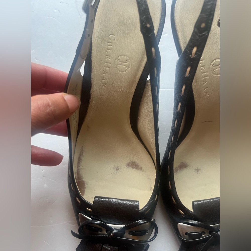 Cole Haan Espresso Bow Slingback Heels - Picture 4 of 11